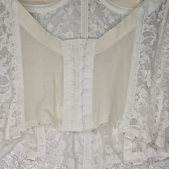 80s Frederick's of Hollywood Lace Sweetheart Boned Bodice Bustier Corset - Picture 7 of 9
